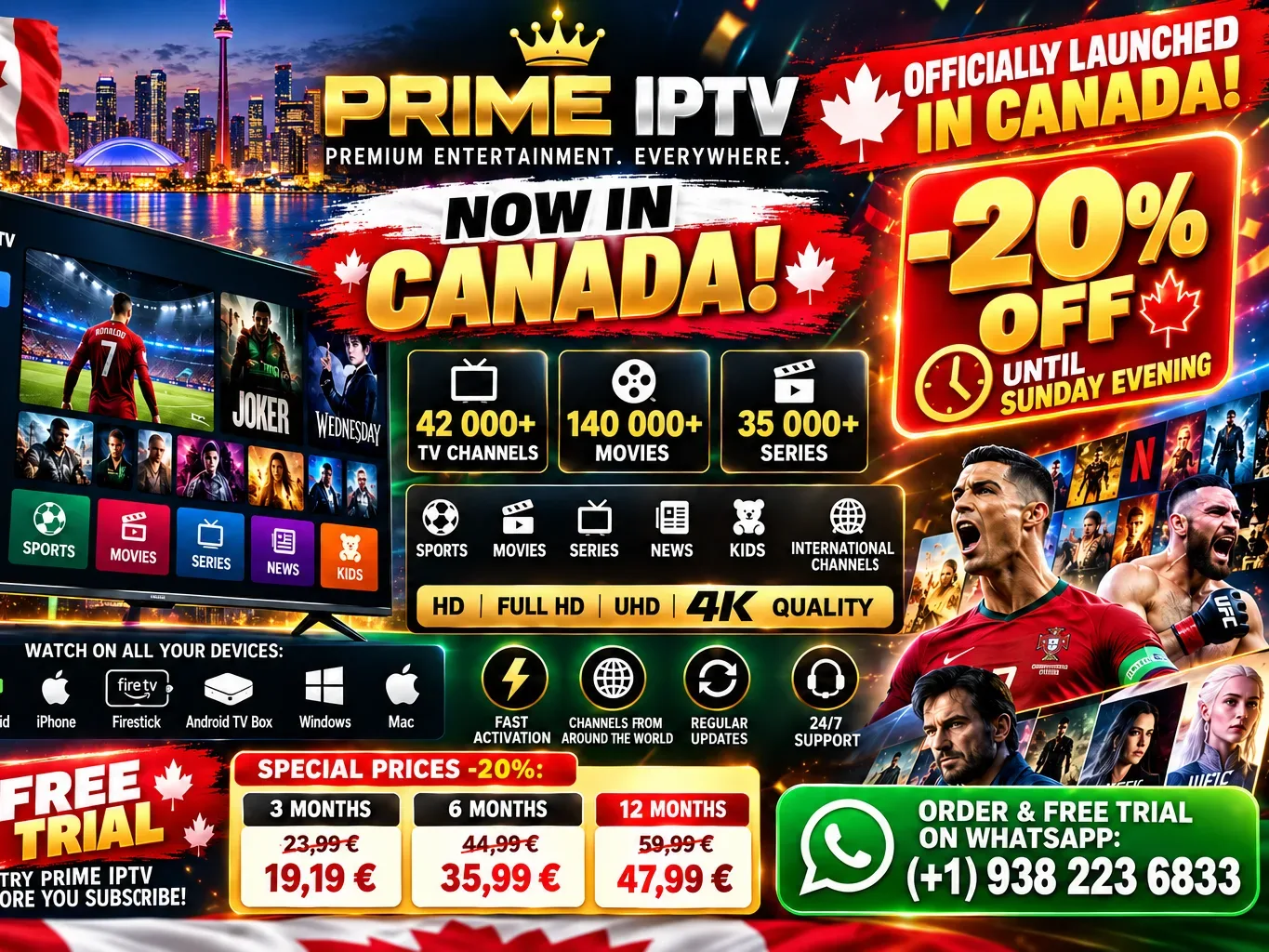 Premium IPTV Service – 24h Free Trial – Canada Wide